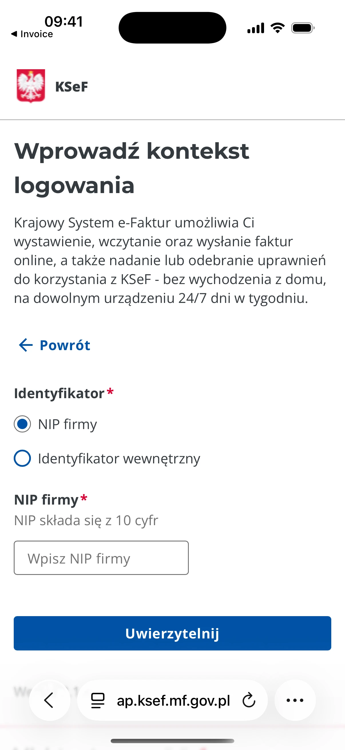 Wybór metody uwierzytelnienia