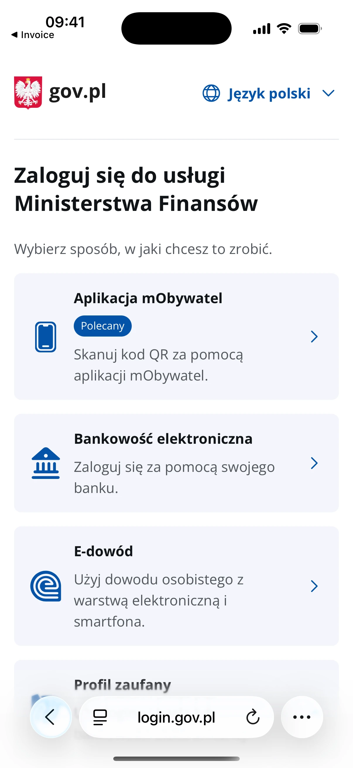 Panel główny po zalogowaniu