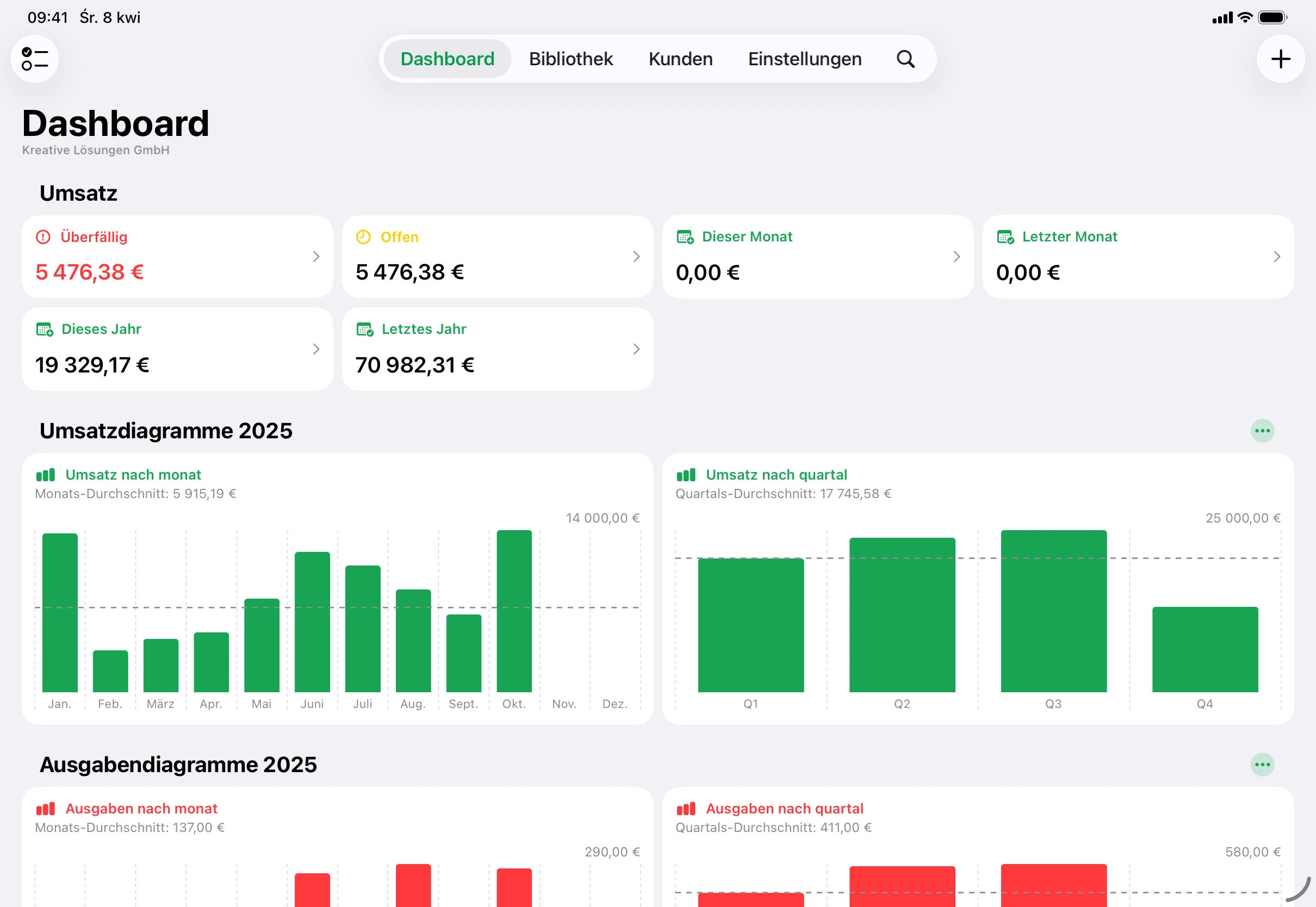 Invoice.app Dashboard on iPad