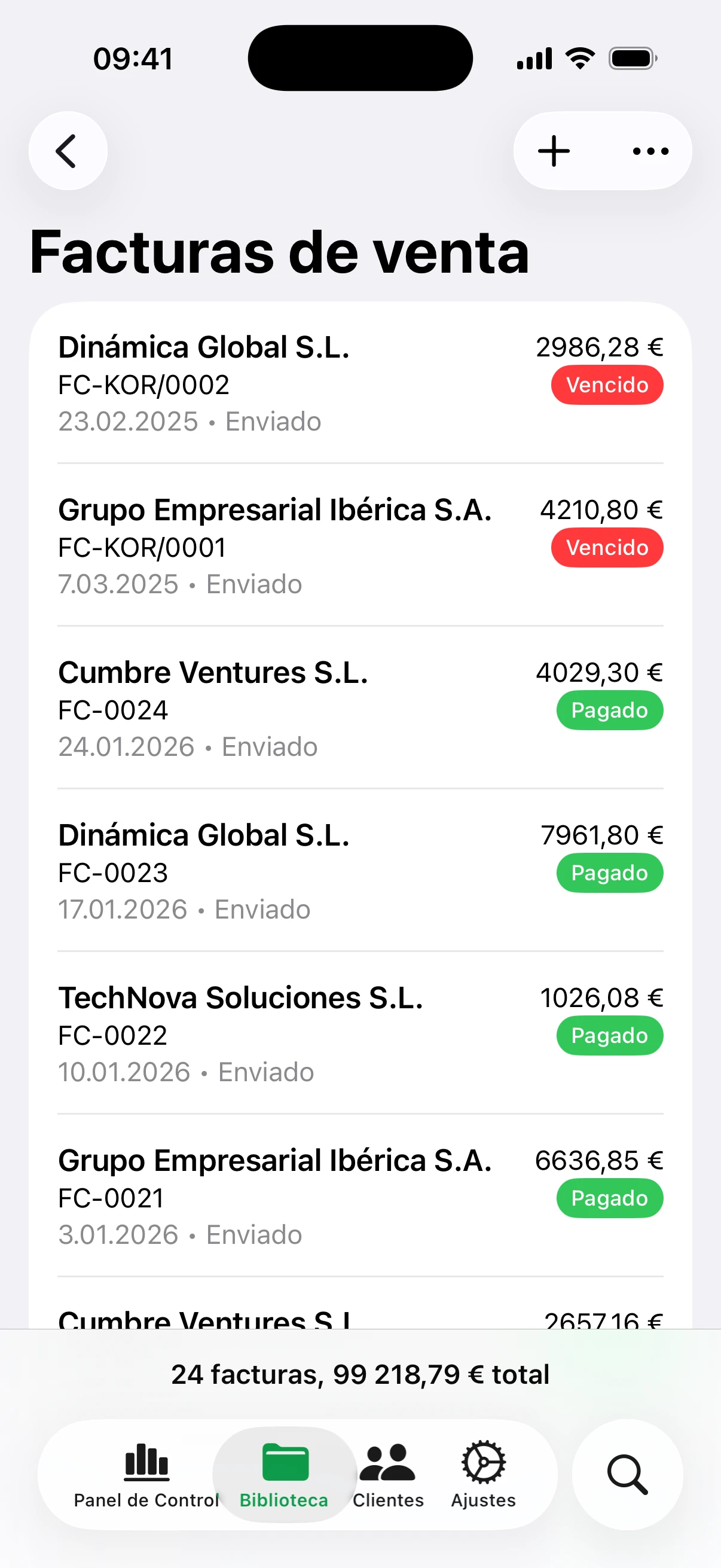 Invoice.app Invoices on iPhone