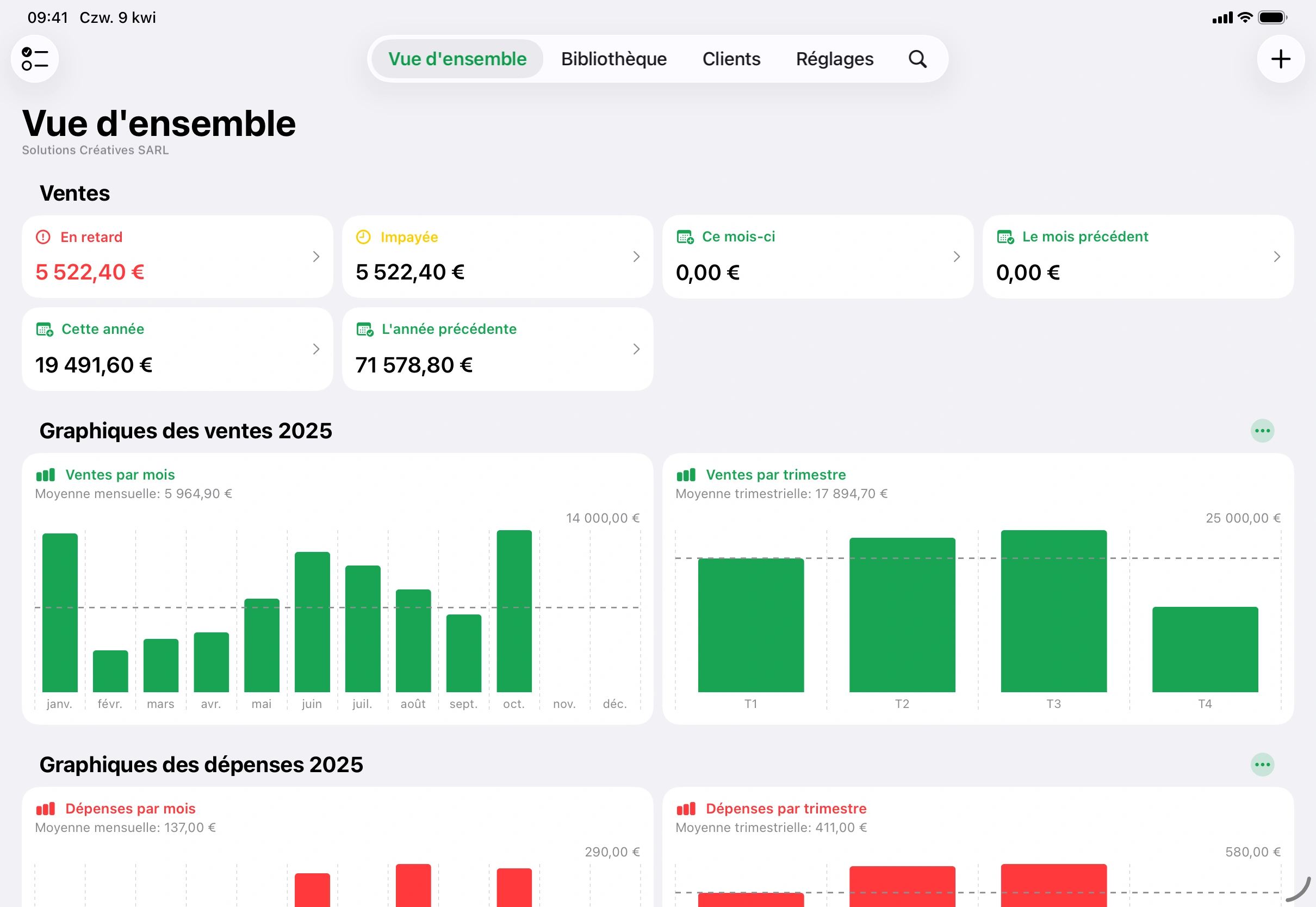 Invoice.app Dashboard on iPad