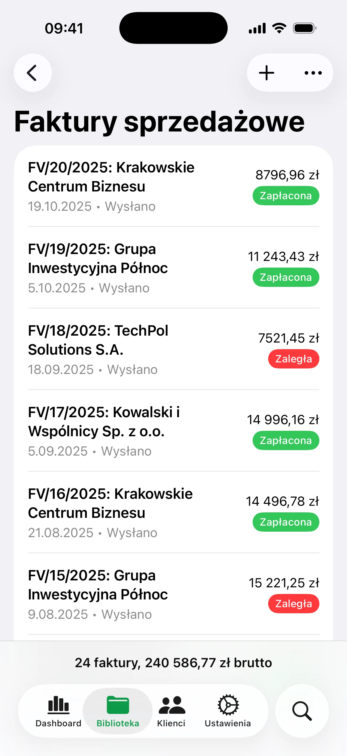 Invoice.app Invoices on iPhone