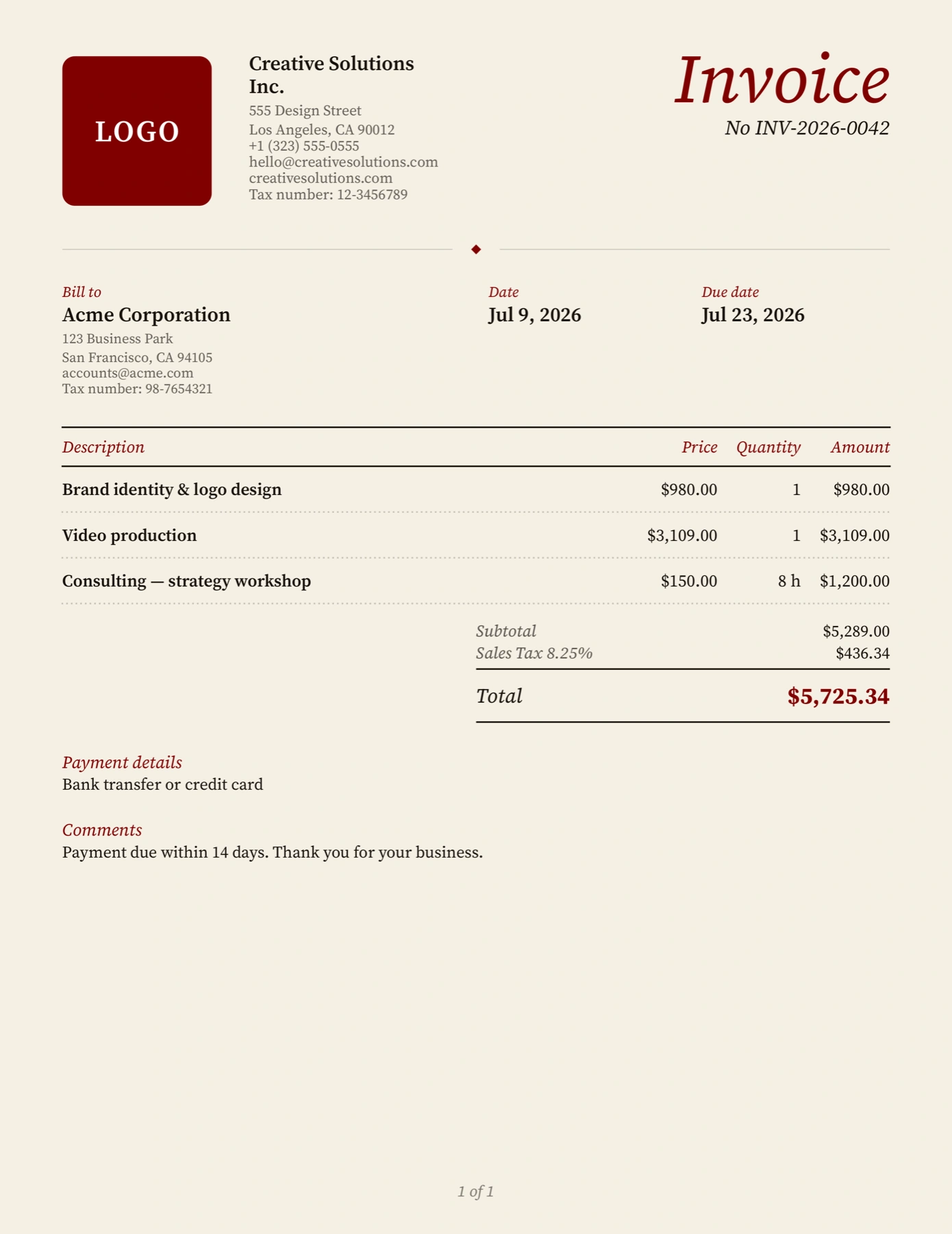 Studio template